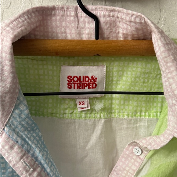 Solid & Striped Mixed Print Long Oxford Tunic Swim Coverup Blue Green Pink XS - Picture 6 of 6